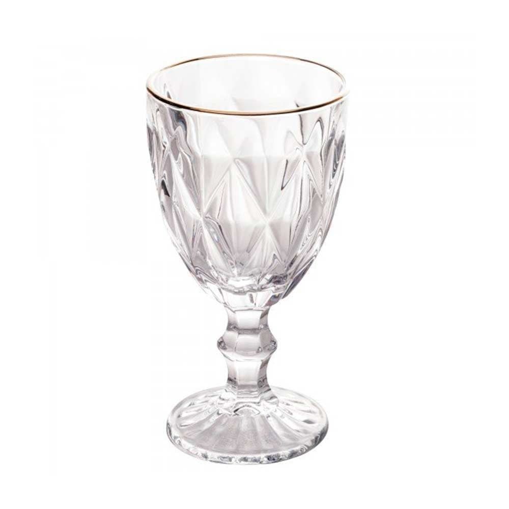 Taça de Vidro com Borda Dourada Diamond Cor Transparente para Água Lyor 325ml