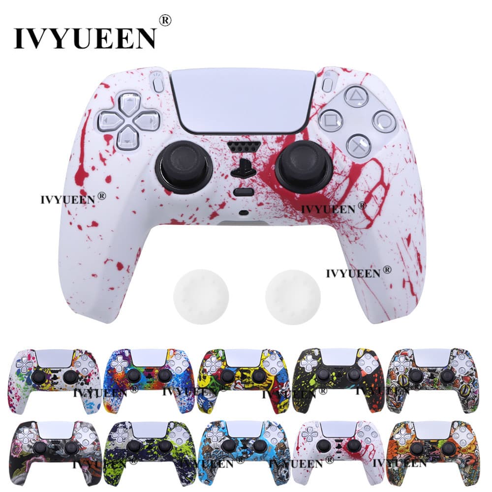 IVYUEEN Impressão Capa De Silicone Para PlayStation 5 PS5 DualSense Gamepad Controlador Pele Apertos