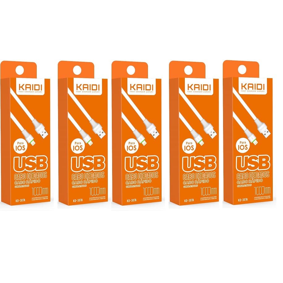 Cabos Micro USB IOS IPHONE KAIDI KD-307A 1m Transfere Dados e Carga Rápido