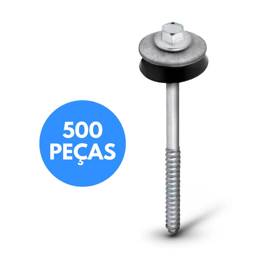 Parafusos Telheiro com Arruela Kit Completo 500 Peças 5/16x110mm Daja Pratic Telhado Fibra Fibrocimento
