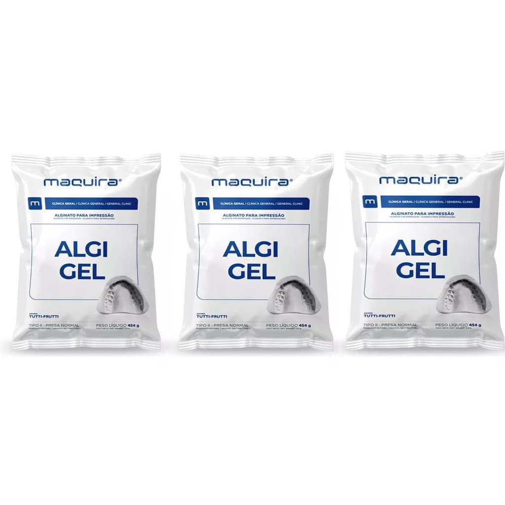 Kit 3 Alginato Algi Gel 410 Gr Artesanato Moldagem Escultura
