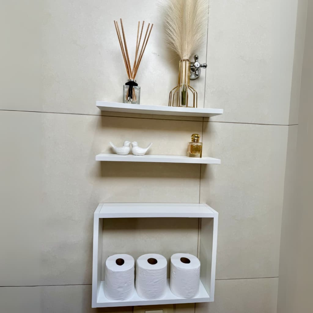 Kit 3 Peças Nichos De Banheiro Prateleira Reta Decorativa Quarto Sala Cozinha Nichos Em 100% MDF tx