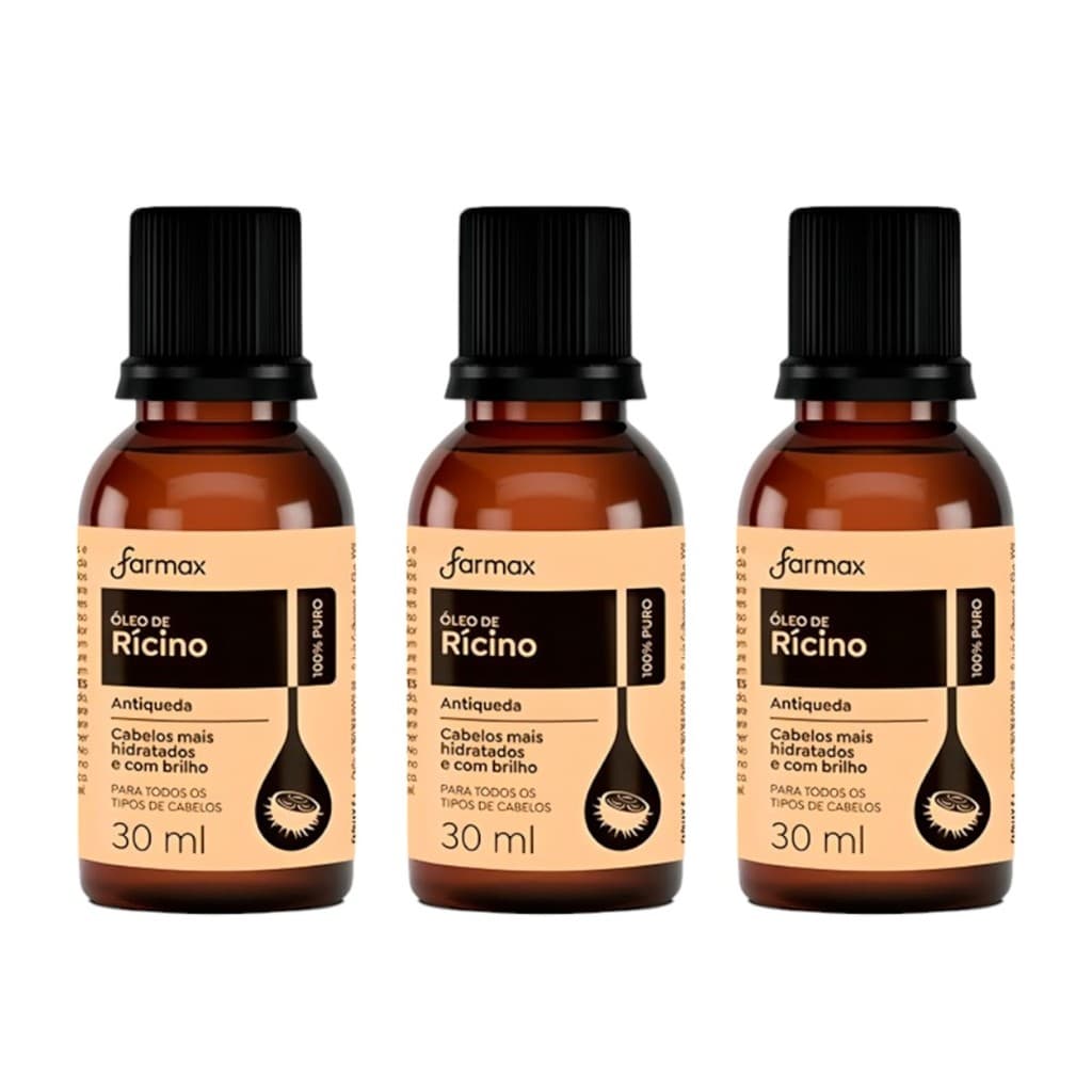 Kit 3un Óleo de Ricino 100% Farmax - 30ml