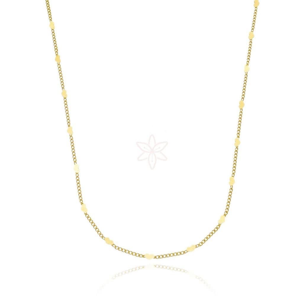 Colar veneziana com coração detalhado folheado em ouro 18k