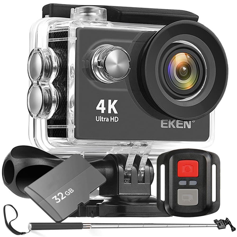 Kit Câmera Filmadora Eken H9R 4K Wi-Fi + 32GB + bastão Monopod Estabilizador Imagem Controle Remoto