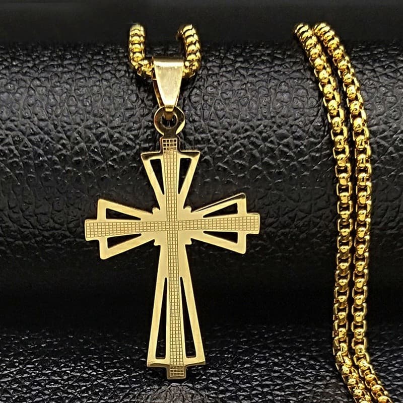 Colar de Titânio Cross Vintage Aço Inoxidável para Homens Acessórios de Jóias Halloween Festa de Aniversário