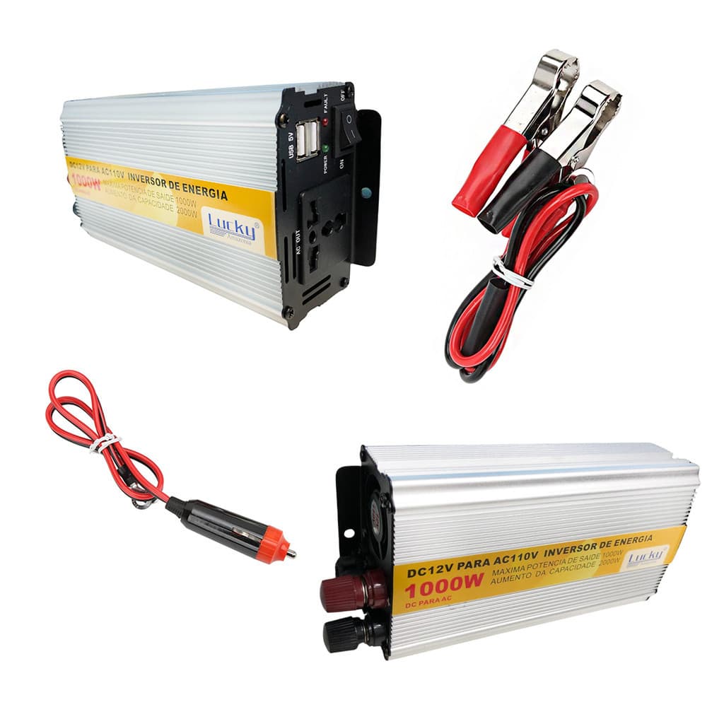 Inversor De Energia Tensão Onda Modificada 12v Para 110V 1000w e 12v/220v Carro Econômia
