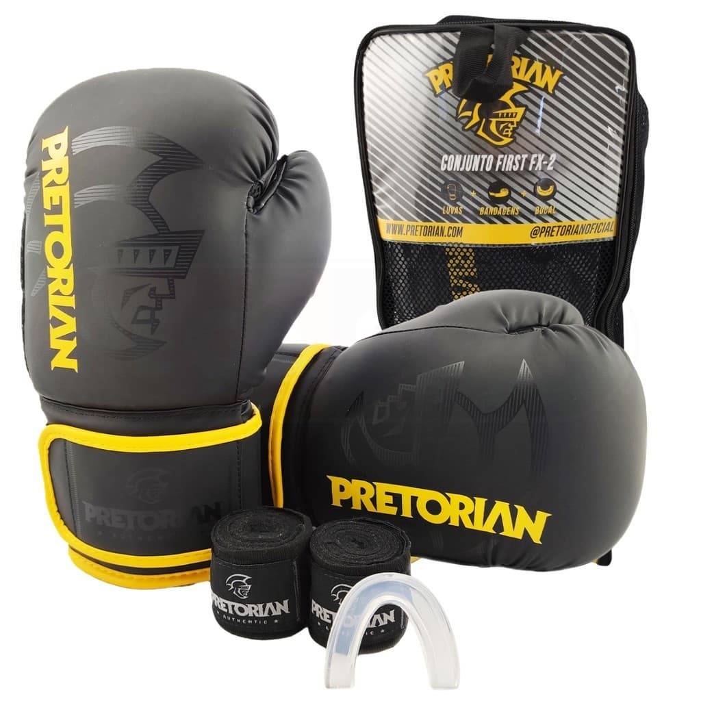 Kit Muay Thai E Boxe Acompanha Luva Pretorian FX2, Bucal E Bandagem Profissional