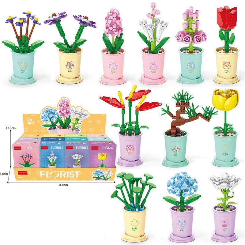 Suculenta Planta De Blocos De Flores Vast DIY Building Toy For Children Gift