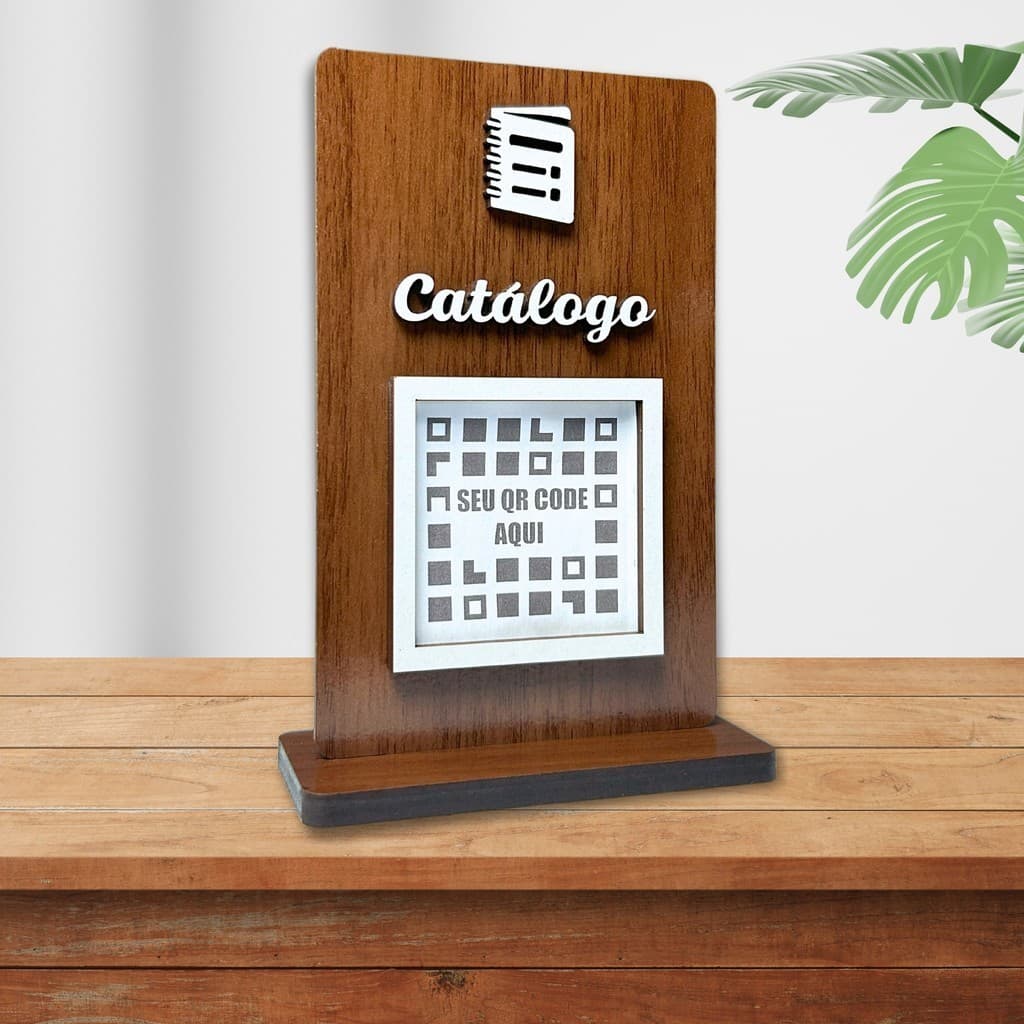 Placa QR Code Catálogo Madeira, display