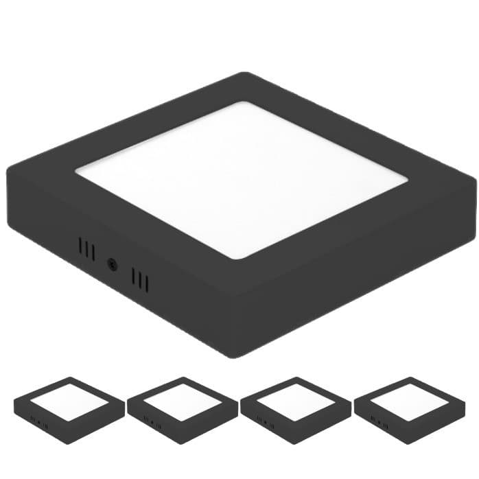 Kit 5 Painéis Plafon Led Sobrepor Quadrado Preto 24w Neutro 4000k