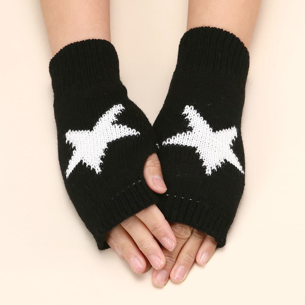 Luvas De Malha Y2K Com Meio Dedo Star Hand Fingerless Soft Warm Fashion Gloves Acessórios