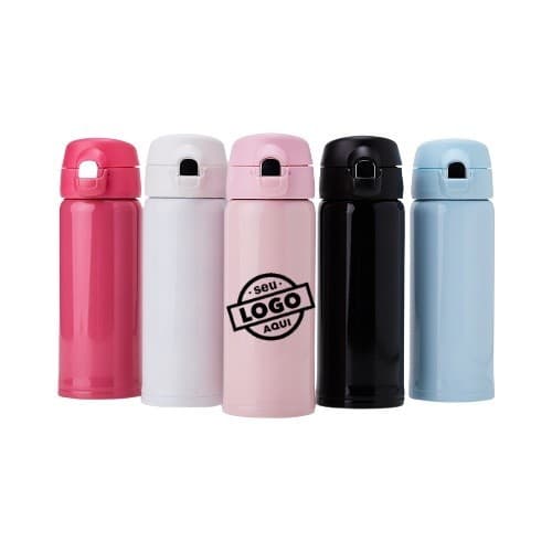 Garrafa Termica Brilhante 400ml Com Seu Nome - Personalizada.
