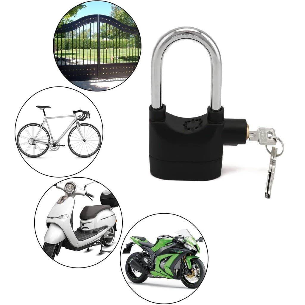 Cadeado Antifurto para Moto Tranca Bicicleta Alarme sonoro Portões c/ Sensor de movimento anti-micha