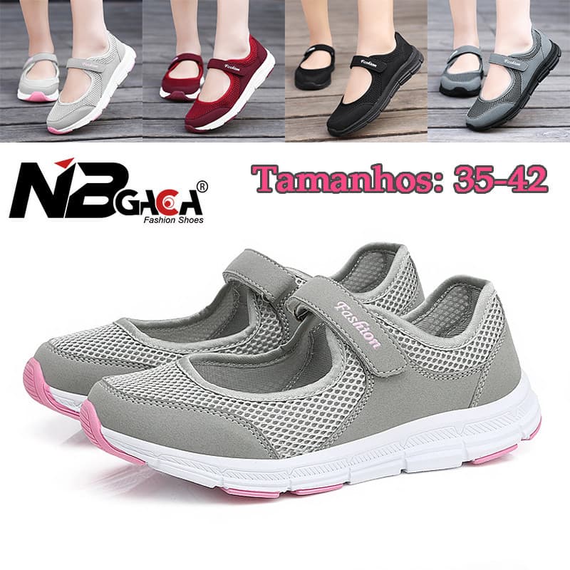 Sapatos Casuais Femininos Respiráveis Portáteis Suaves De Caminhada Solas Planas Para Mulheres Malha Leve E Deslizante