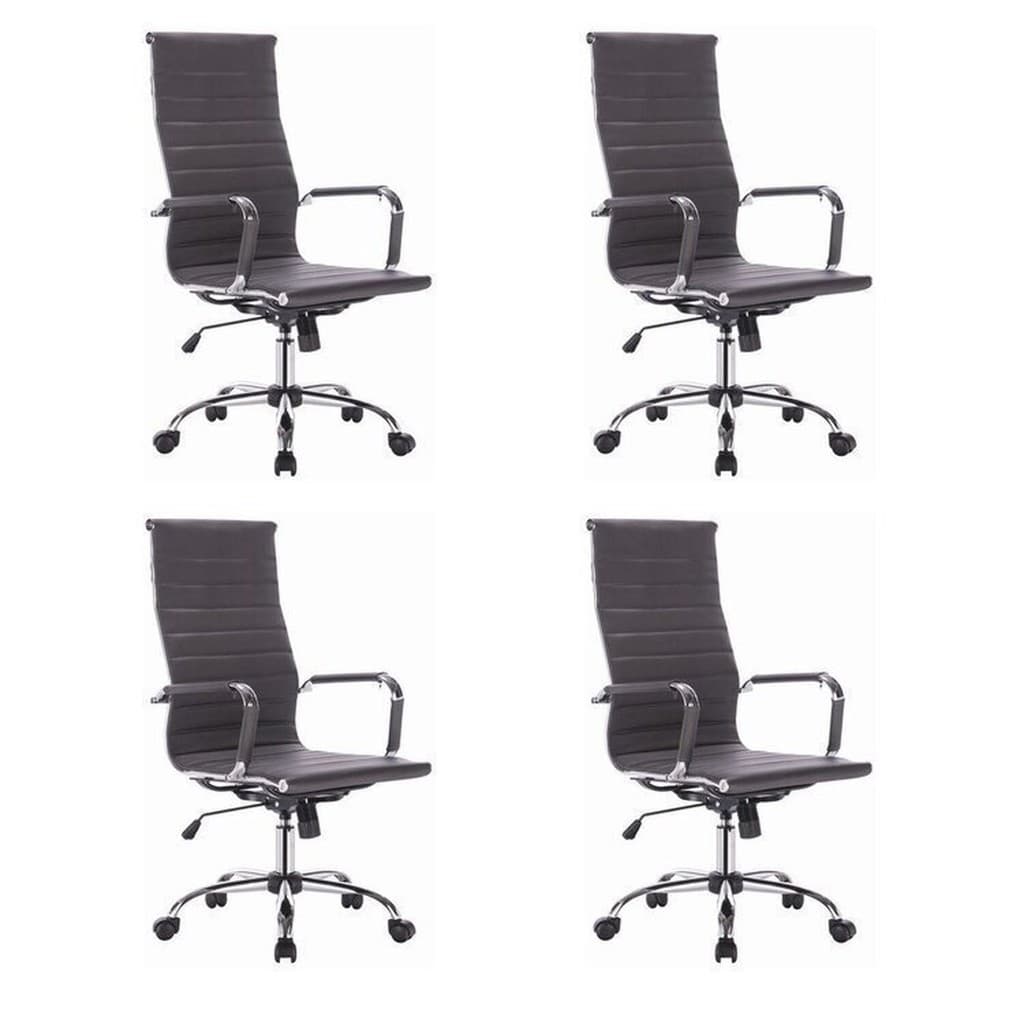 Kit 4 Cadeiras para Escritório Presidente Esteirinha Corino Office Preto Cadeira Presidente