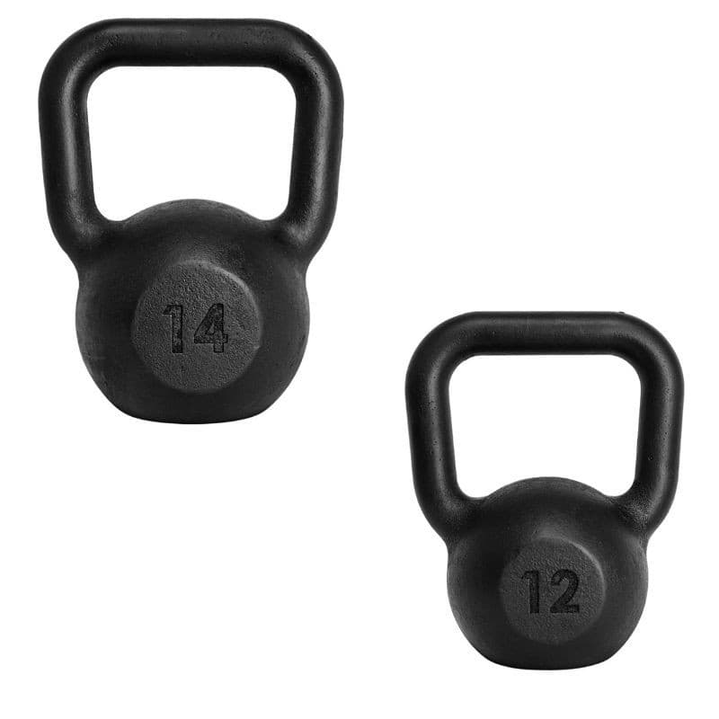 Kit Kettlebell Pintado Preto 12kg 14kg Treino Academia Casa Funcional