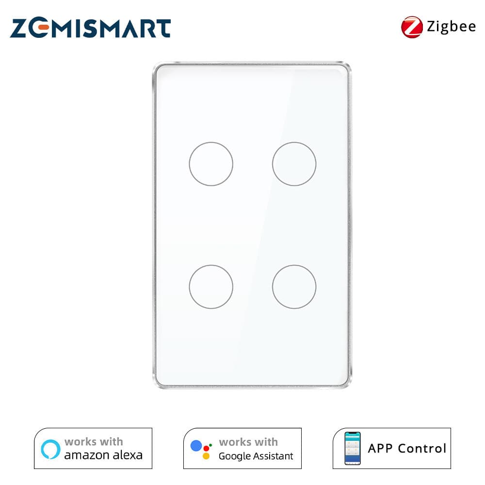 Interruptor Neutro Zemismart Tuya Zigbee , De Luz De Toque De Moniter De Energia Alexa Google Home Temporizador De Contr