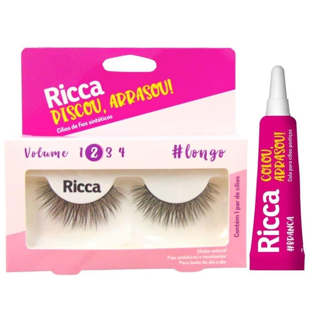 CÍLIOS POSTIÇOS + COLA BRANCA RICCA BELLIZ PISCOU,ARRASOU VOL:2 LONGO CÓD.2678