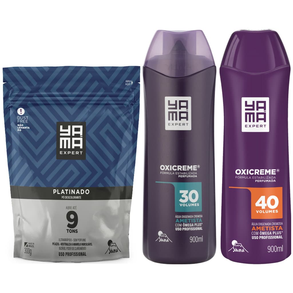 Kit Pó Descolorante Platinado + Oxigenada Ametista 30 40 VOL 900ml Profissional - Monte Como Quiser