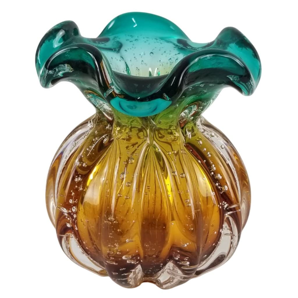 Vaso Trouxinha Murano Decorativo Laradore Petit Verde Âmbar