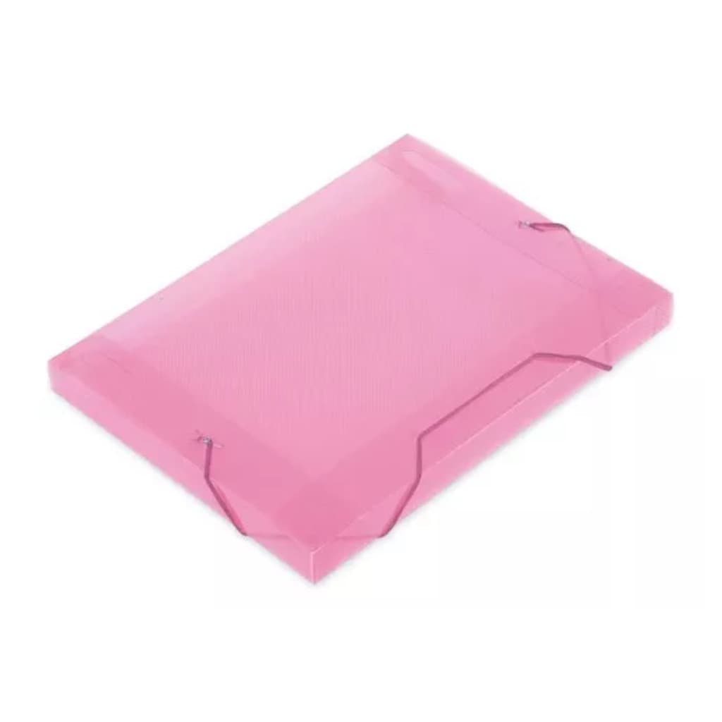 Pasta Aba Elastico Plastica Acp Oficio 30mm Rosa Pacote Com 10