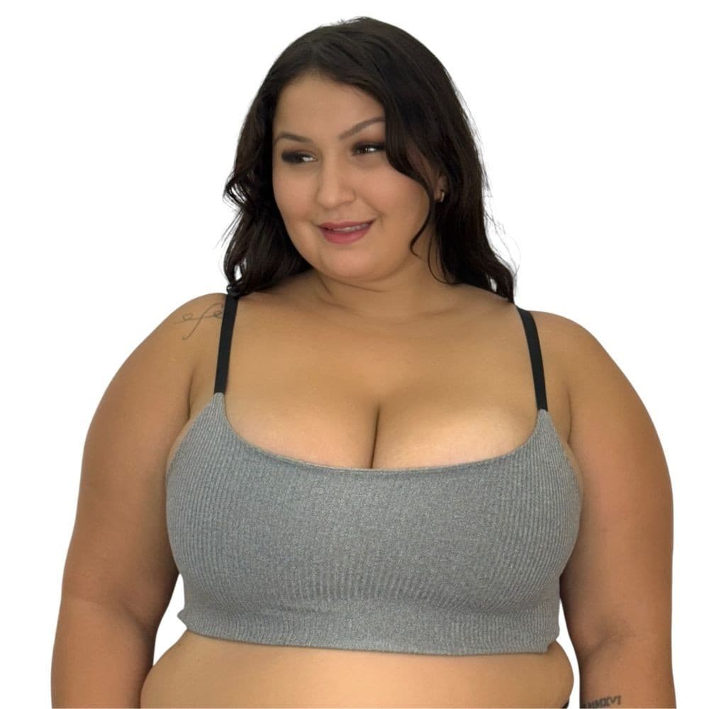 Sutiã Plus Size Tecido Canelado Top Grande Felícia