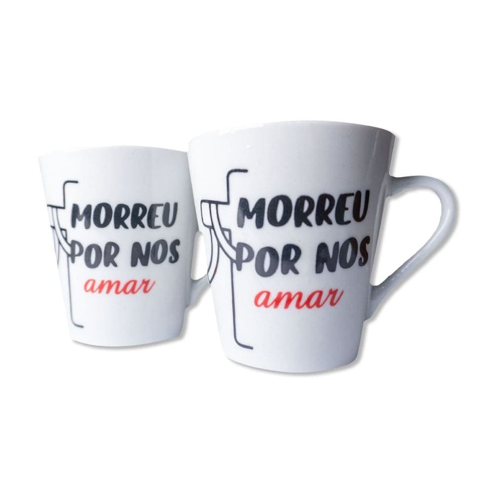 Kit Com 2 Caneca Cristã Para Lembrança de Páscoa Morreu Por Nos Amar