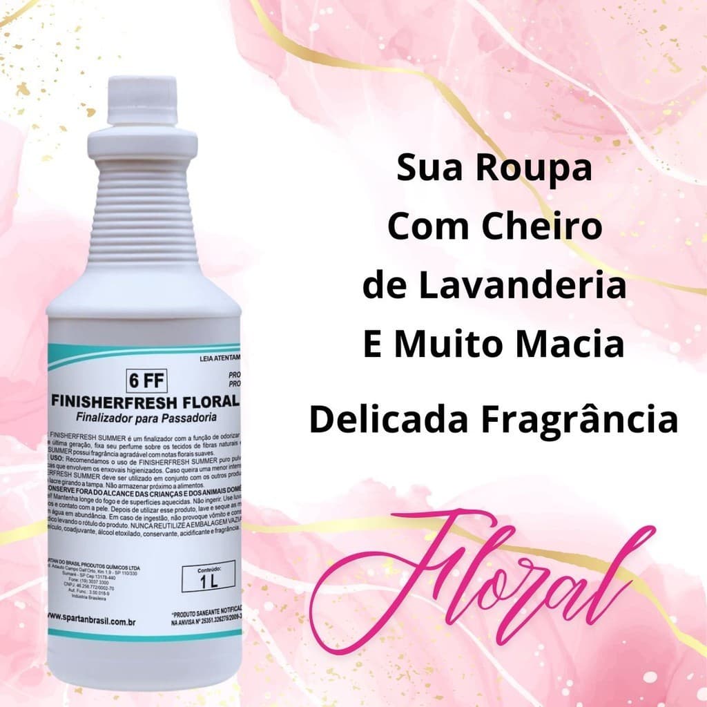 FinisherFresh Floral Roupa Cheiro de Rico Facilita Passar Roupa Spartan 1L Tecidos Macio Perfumado