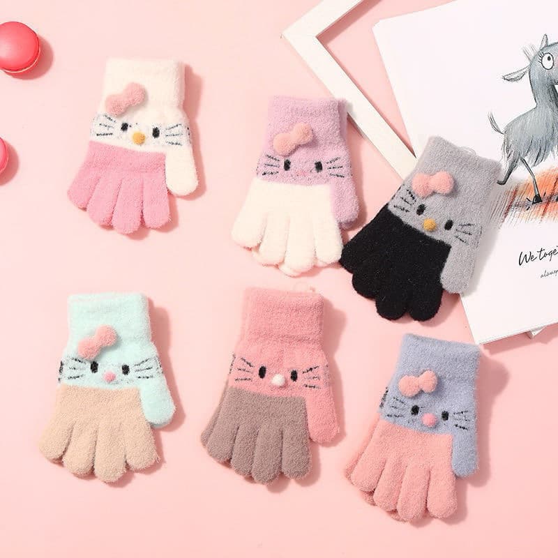 luva infantil de malha desenhos hellokitty modelo novo 2024
