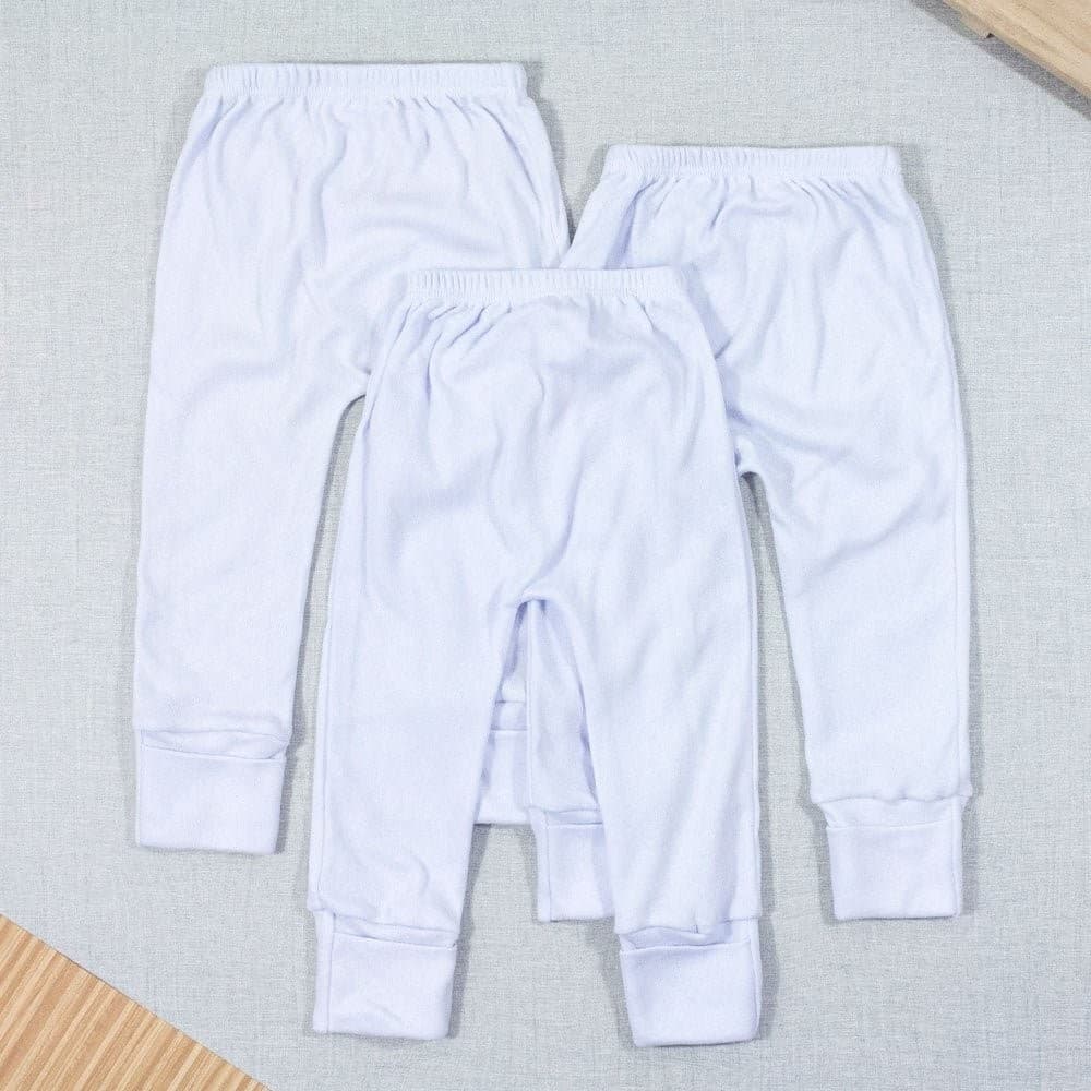 Kit Calça para bebê com pé reversível 3 pçs Branca Básica