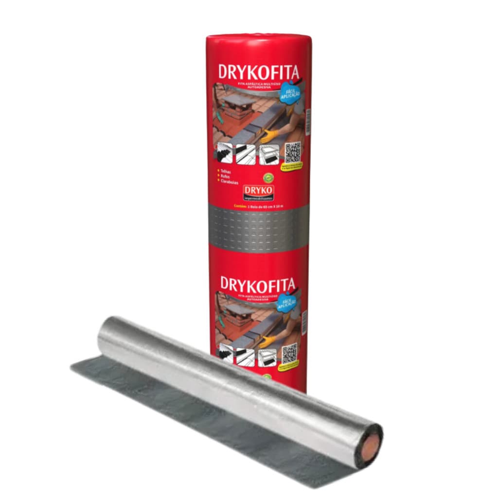Fita Adesiva Veda Tudo Aluminio Asfáltica 60cm x 10MTS Prova D'Água Autoadesiva