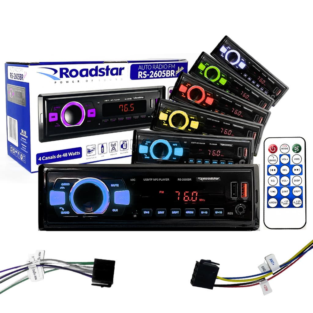 Som Automotivo Radio FM Carro Bluetooth USB Carrega Celular Excelente Qualidade 1 din 4 Canais 48w