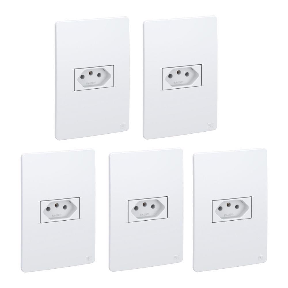 KIT 5 CONJUNTOS TOMADA 10A 250V ESATTA WEG BRANCO