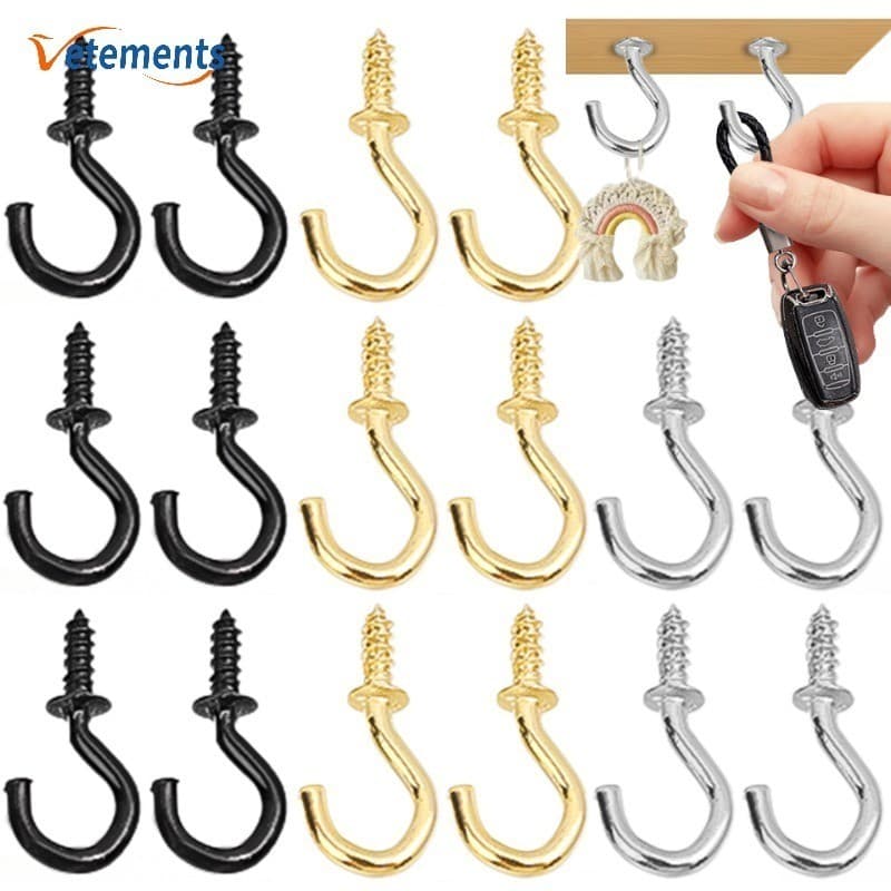 50Pcs/Pack Ganchos De Parafuso Auto-Roscantes-Mini Armazenamento Metálicos Duráveis-Para Pendurar No Teto Multiuso