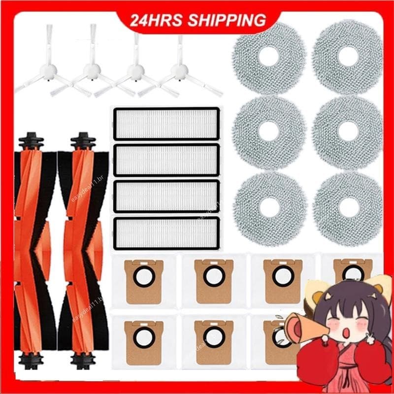 24PCS Peças De Reposição Para O Robô Xiaomi Vácuo X20 +/X20 Plus Escova Lateral Principal A Hepa Filtro Mop Saco De Pano