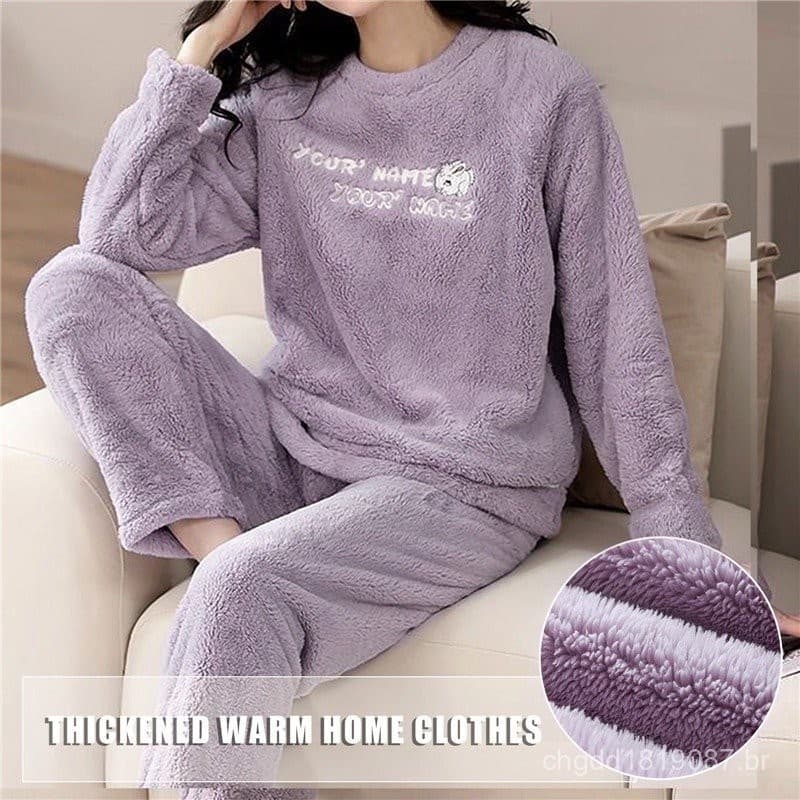 Estilos Conjunto de Pijama Feminino Adulto Confortável Quente/Inverno