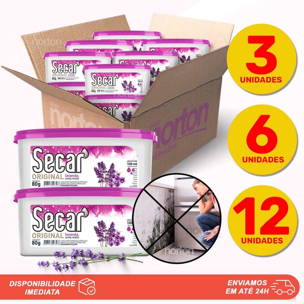 Kit Promocional Anti Mofo Desumidificador Secar Lavanda 80g Evita Umidade Fungos Cheiro Guarda Gavetas Armários Roupas