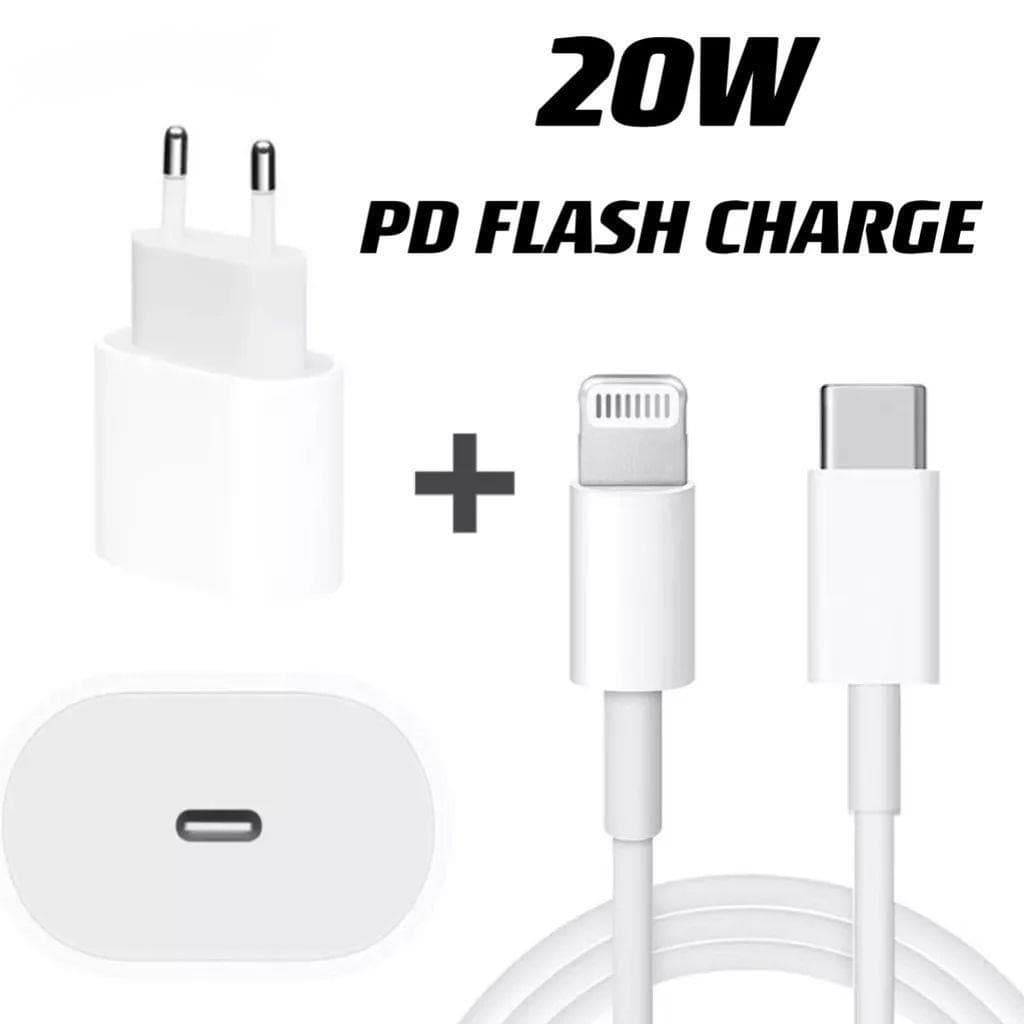 Kit Carregador De iPhone Fonte com Cabo Carregamento Rápido 1m 20w