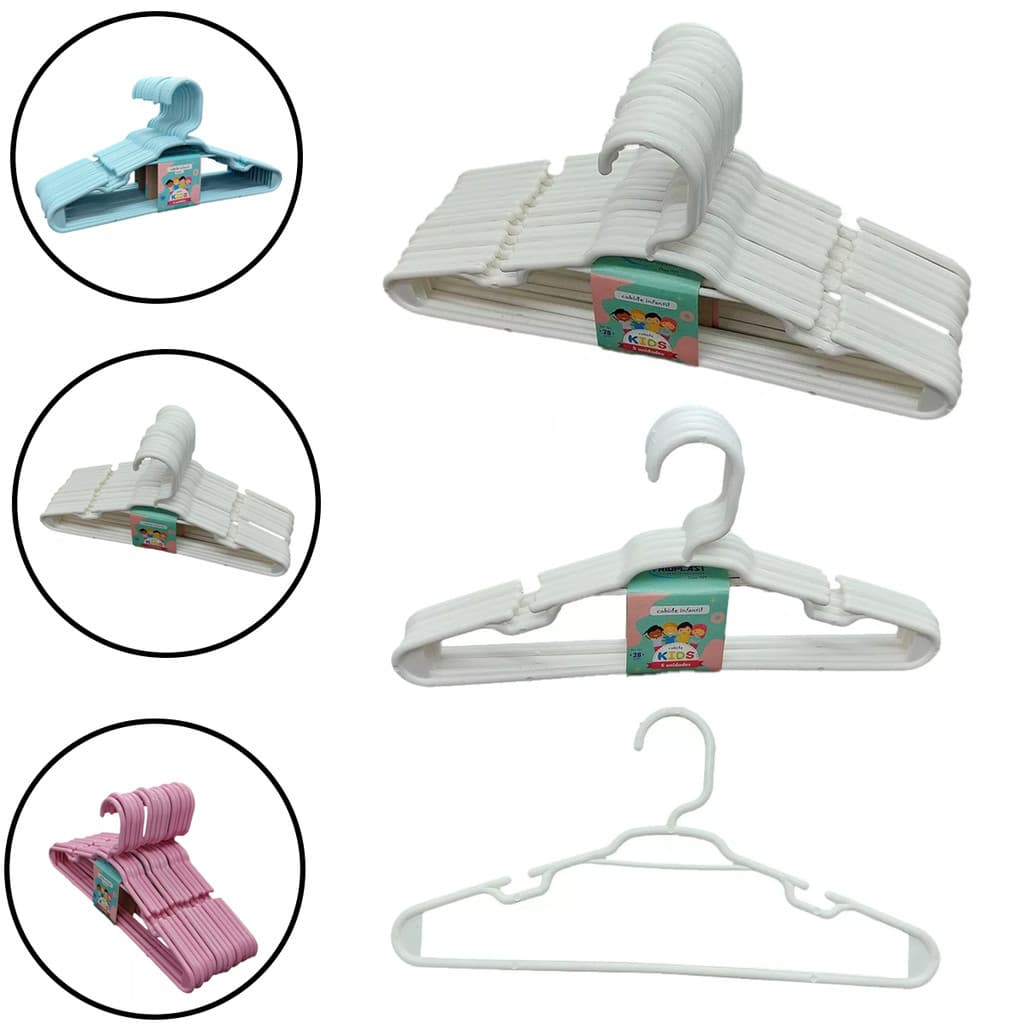 Kit 15 Unidades Cabides Infantis Reforçados Para Organização Branco Roupa Infantil Bebê