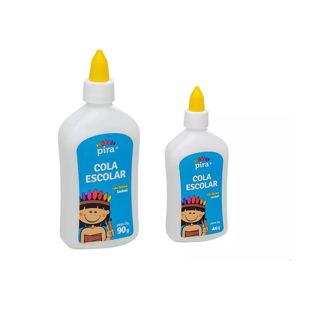 Cola Líquida Branca 90g e 40g - PIRA | Cola Escolar