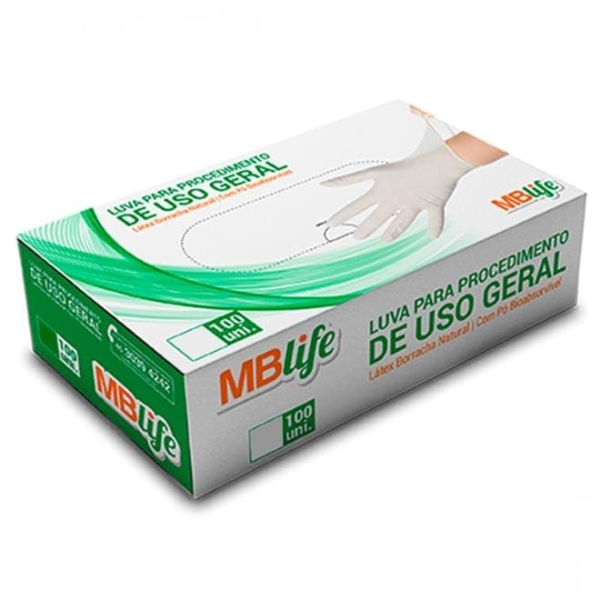 Luva Latex Nao Saude 100UN Mblife