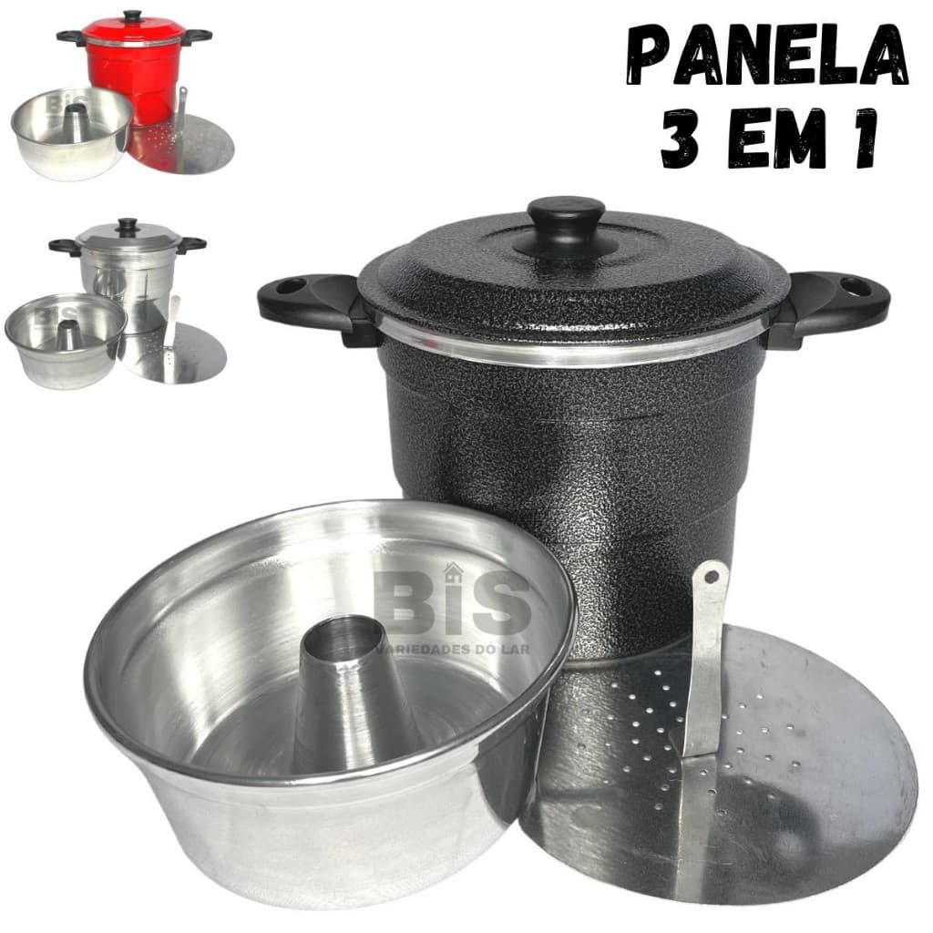 Panela Multiuso Cuscuzeiro Forma Aluminio Para Fazer Pudim Banho Maria - Cuscuz e Alimentos a Vapor