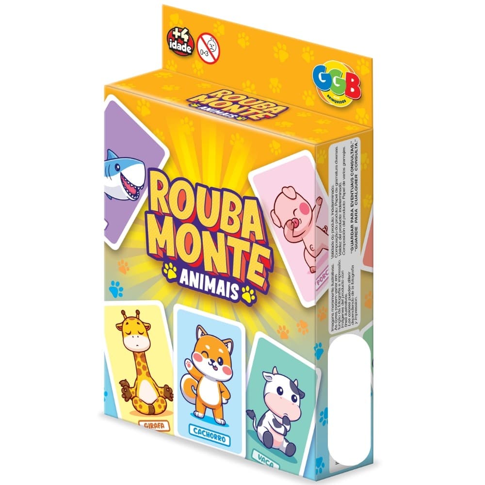 JOGO ROUBA MONTE ANIMAIS 54 CARTAS GGB DIVERSÃO BRINQUEDOS RACIOCÍNIO LÓGICO CRIANÇAS MESA BARALHOS