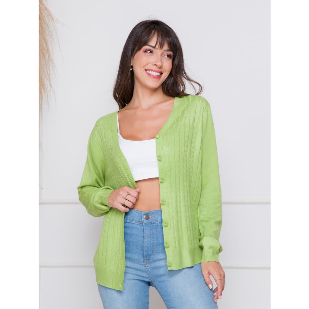 Casaco Modal Feminina Com Botões Moda Feminina Cardigan Inverno Com Detalhes Grosso