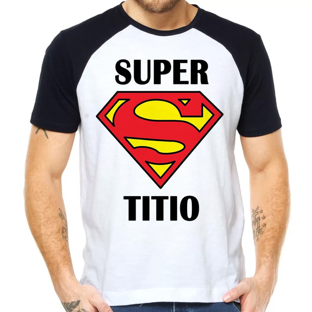 Camisa Raglan Super Titio Tio Herói Sobrinho Presente