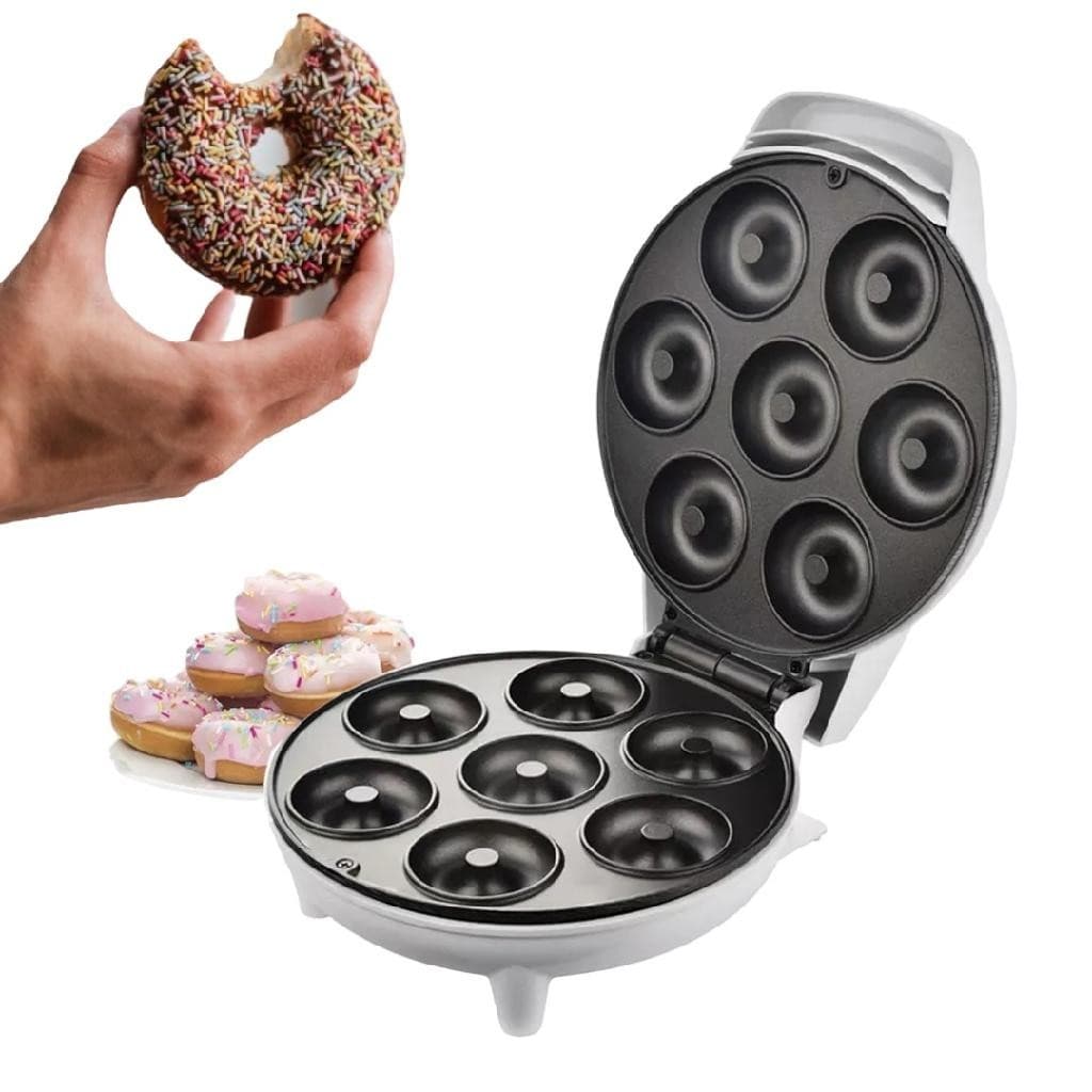 Maquina De Fazer Donuts Rosquinhas Portátil Assadeira Compacta Antiaderente Doce Confeitaria Café Da Manhã Infantil