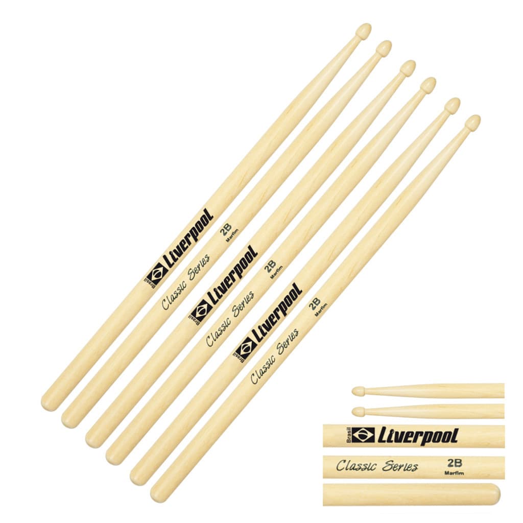 Baqueta Liverpool Classic Series 3 Pares Ponta de Madeira