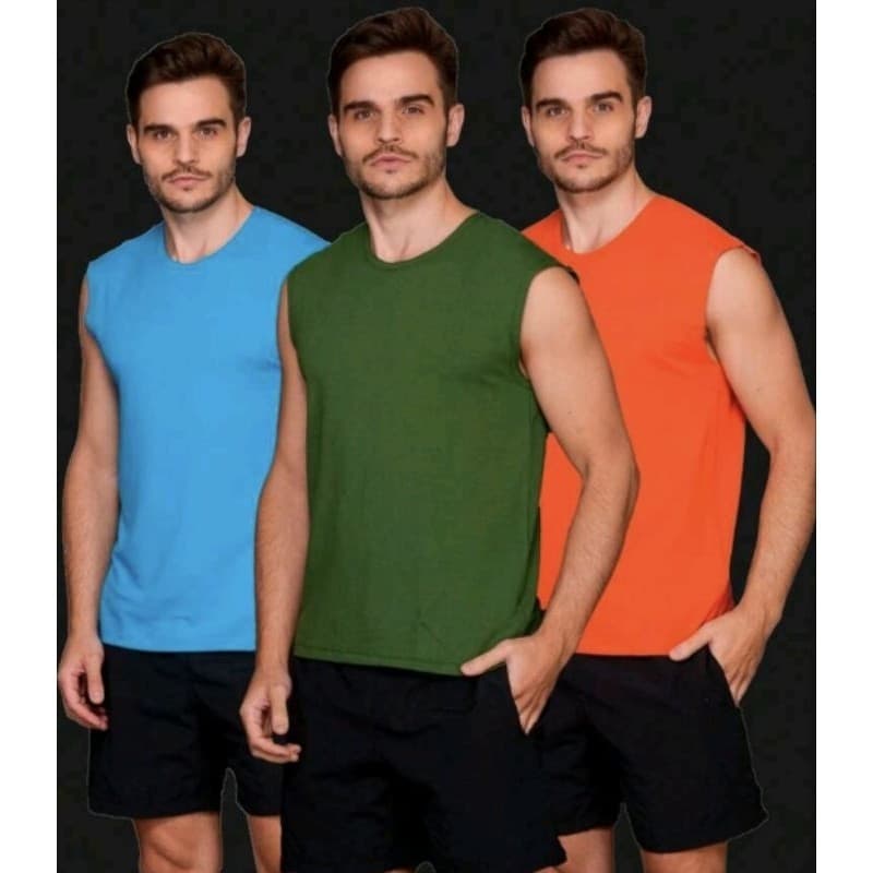Regata Masculina Moletinho Com Elastano P M G GG varias cores