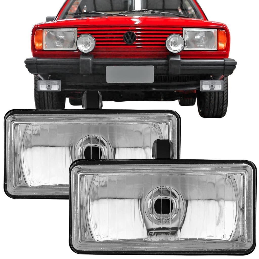Par Farol Milha Auxiliar Vidro Retangular Universal Longo Alcance Gol Quadrado